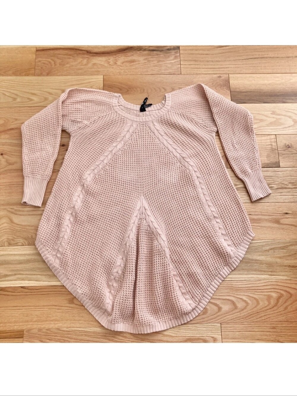 Agnes & Dora Pink Cable Knit Tunic Sweater Empire Loose Babydoll Pastel Small